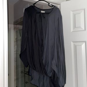 Black front tie Silence and Noise silk shirt.